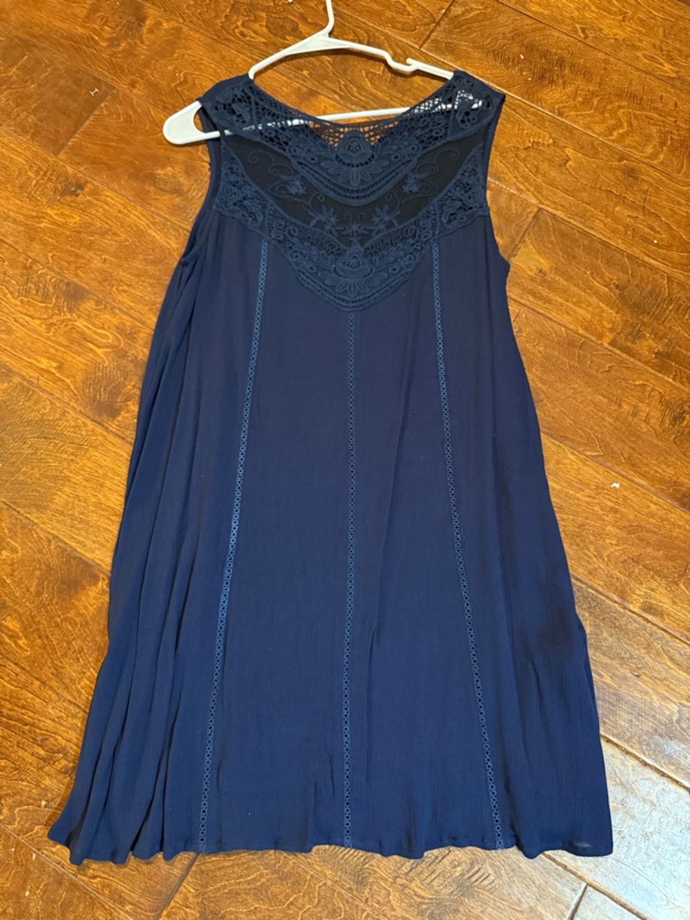 Women’s Navy Sleeveless Lace Yoke Dress